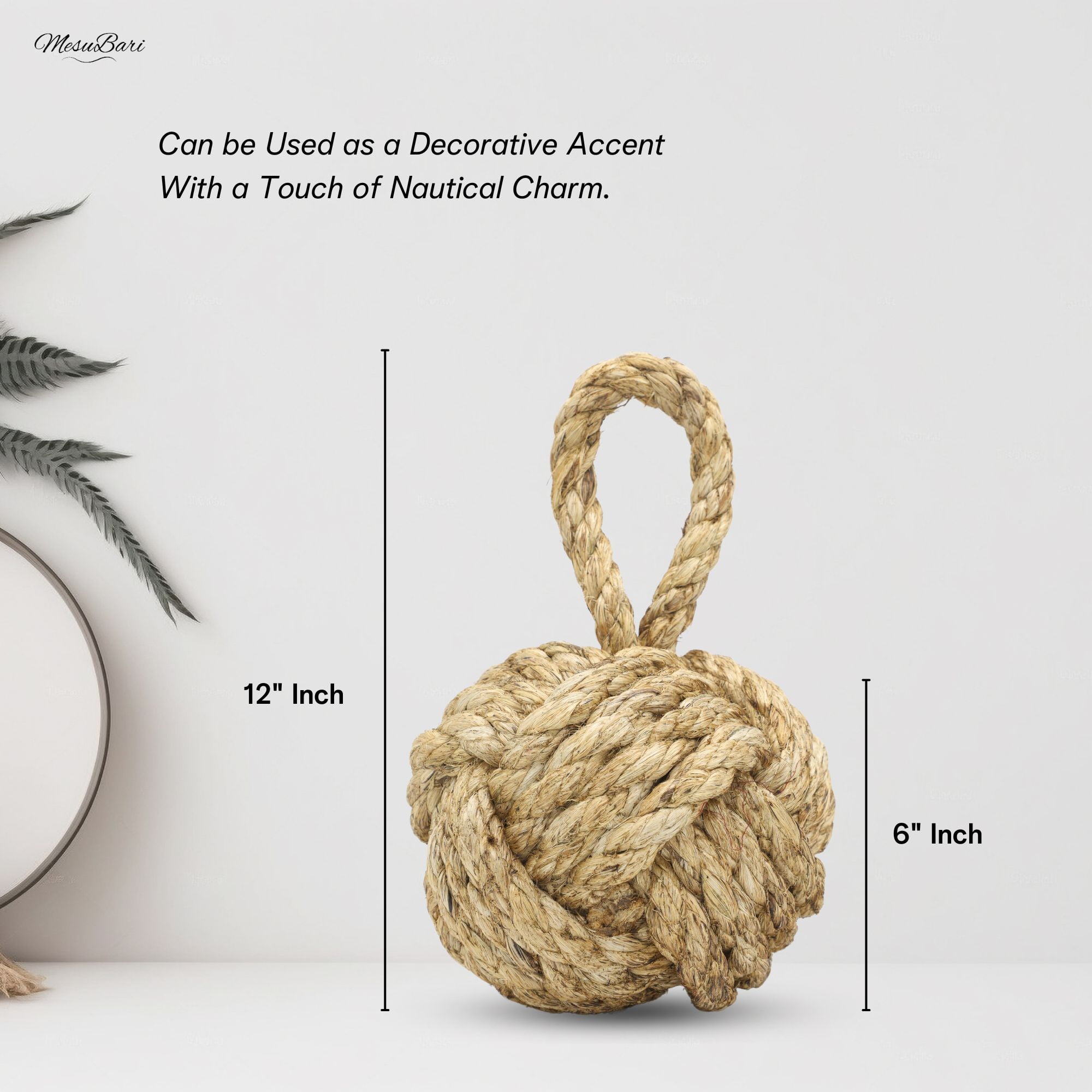 MesuBari Sisal Rope Nautical Door Stop Brown (6 inch, 3.6 Pounds)