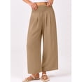 thumbnail image 2 of Pantalones Palazzo ANRABESS para mujer, cintura alta, pierna ancha, color caqui, 2 of 6