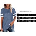 thumbnail image 5 of HTOOQ T-shirts à Manches Courtes Col Rond pour Femmes T-shirts à Manches Courtes T-shirts à Rayures Tuniques, 5 of 5