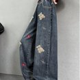 thumbnail image 2 of Auroural Girls Pants 10/12 Girls Jeans Size 12 Wide Leg Children's Print Knot Denim Straight Leg Pants For Girls Fashionable Wide Leg Jeans For Kids Spring Kids' Pants Dark Blue 12-13Years, 2 of 8