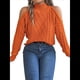 thumbnail image 3 of Suéteres de Mujer con Hombros Descubiertos, Otoño-Invierno 2025, Larga, Suave, Grueso, de Punto , Tops de Jersey. Color Naranja S, 3 of 10