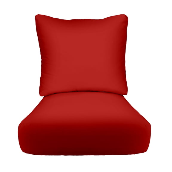 RSH Décor Indoor Outdoor Deep Seating Cushion Set, 24”x 27” x 5” Seat and 25” x 21” Back, Solid Red