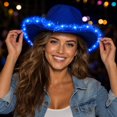 thumbnail image 3 of Light Up Cowboy Hat, Western Party Hat with Frayed Trim Wide Brim, Adult Costume Accessory, 3 of 6