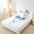 thumbnail image 4 of spefrowx Princess Bowknot King Sheets for Teens, Blue Watercolor Ribbon Art Bedding, 4pcs, 1 Flat Sheet, 1 Fitted Sheet and 2 Pillowcases, 4 of 6