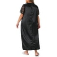 thumbnail image 3 of Agnes Orinda Women's Plus Size Nightgown Satin Lace Hollow V Neck Short Sleeve Chemise Lounge Maxi Sleep Dress 1X Black, 3 of 5