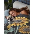 thumbnail image 3 of Retro Sunflower King Size Flat Sheet, Wrinkleproof & Fadeproof Cooling Flat Bed Sheet Only, Spring Summer Farmhouse Floral Butterfly Breathable Soft Bedding Top Sheets 105 x 98 Inches, 3 of 8