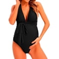 thumbnail image 1 of Traje de baño de maternidad traje de baño de maternidad bikini de maternidad sin espalda de una pieza cruzado en la espalda con cuello en V, 1 of 4