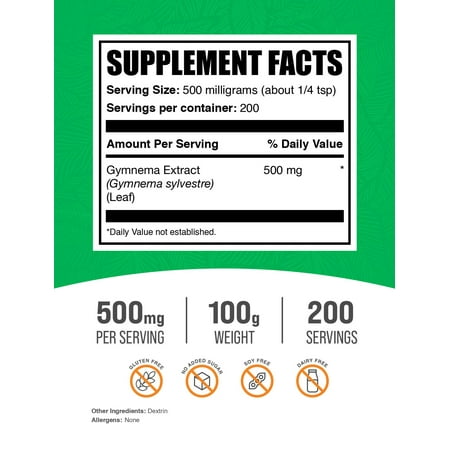 BulkSupplements Gymnema Extract Powder - 500mg per Serving - 100 Grams (3.5 oz) - 200 Servings
