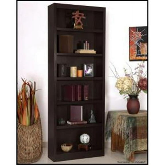 Single Wide Bookcase, Espresso Finish 6 Shelves