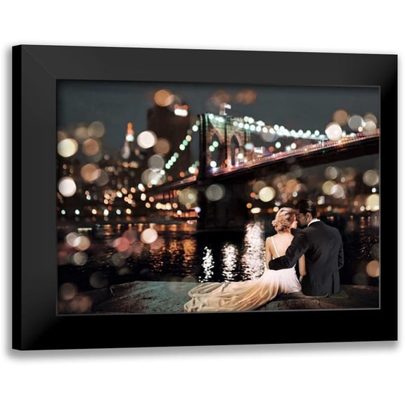 Loumer, Dianne 14x11 Black Modern Framed Museum Art Print Titled - Kissing in a NY Night