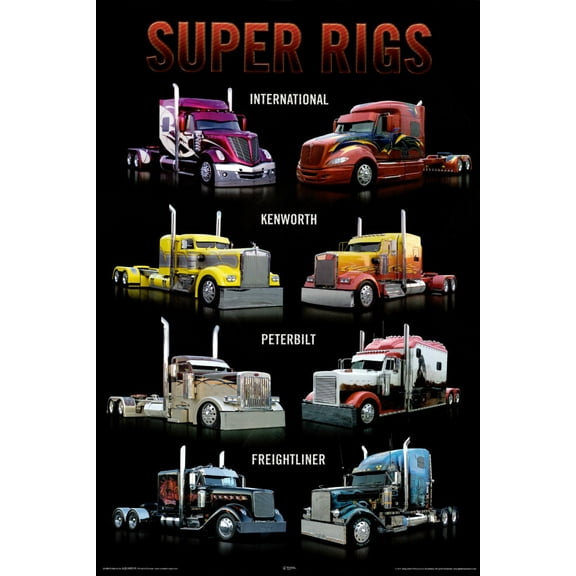 Super Rigs Big Rig Trucks Poster #JJ101 24x36 24inx36in Multi Color Rectangle Bad Dog Posters