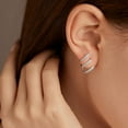 thumbnail image 3 of 14K Gold Plated Half Hoop Earrings Trendy Sterling Silver Claw Earrings Dainty CZ Wrap Cuff Earrings Triple Piercings Illusion Stud Earrings Jewelry Birthday Christmas Gifts for Her Mom, 3 of 6