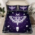 thumbnail image 2 of Homewish Animal Moth Twin Sheet Sets 3pcs for Female Men,Gothic Skull Twin Fitted Sheet Microfiber,Exotic Style Breathable Flat Sheet,Luxury Bedroom Decor, 2 of 7