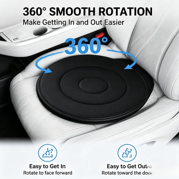 360° Rotating Car Seat Cushion Swivel Pad for Elderly Limited Mobility Non Slip