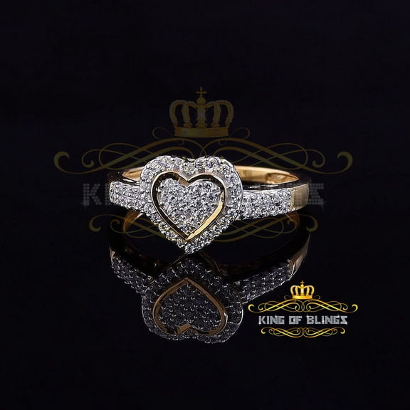 King Of Bling's 925 Silver 0.59ct Shiny Cubic Zirconia Promise Yellow Heart Womens Ring Size 7