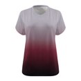 thumbnail image 4 of JUNWELL Plus Size Ombre T-Shirts for Women 2024 V Neck Tops Contrast Gradient Color Basic Tees Raglan Wide Short Sleeve Shirts Summer Fashion Breathable Loose Fit Flowy Casual Blouse Army, 4 of 5