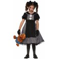 thumbnail image 1 of Dark Rag Doll Costume Girls Black N' White Evil Clown Fancy Dress Raggedy Ann, 1 of 2