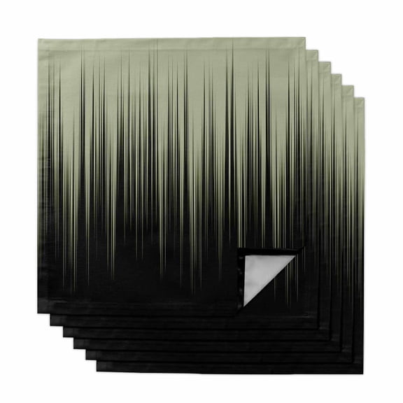 Sage Green Black Ombre Cloth Napkins, Modern Abstract Striped Gradient Washable and Reusable Dinner Napkins Set of 6, Table Napkin for Kitchen Party Birthday Wedding Hotel Housewarming 20"x20"