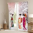 thumbnail image 3 of Homewish Japan Geisha Curtains Pack of 2 (42x84 Each),Sakura Cherry Blossom Curtains Blackout,Pink White Red Bedroom Curtains For Girls,Super Cozy Room Decor, 3 of 6