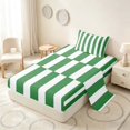 thumbnail image 2 of Manfei Classic Stripe Twin Sheets,Modern Geometric Bedding, Green White, Reversible 3-Piece1 Flat Sheet + 1 Fitted Sheet + 1 Pillowcase, 2 of 6