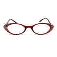 thumbnail image 2 of Womens Rhinestone Studded Oval Cat Eye Reading Glasses with Hard Case Red +2.5, 2 of 4
