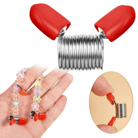 AKEGAMN Liquidation! Bouchon de Perles pour Fabrication de Bijoux Pinces à Perles Douces avec Poignées Rouges Bouchons de Perles pour Bricolage Artisanat Créatif Ligne de Perles Extrémité pour Perles contre la Chute Longue Durée : Ces Pinces à Perles ar