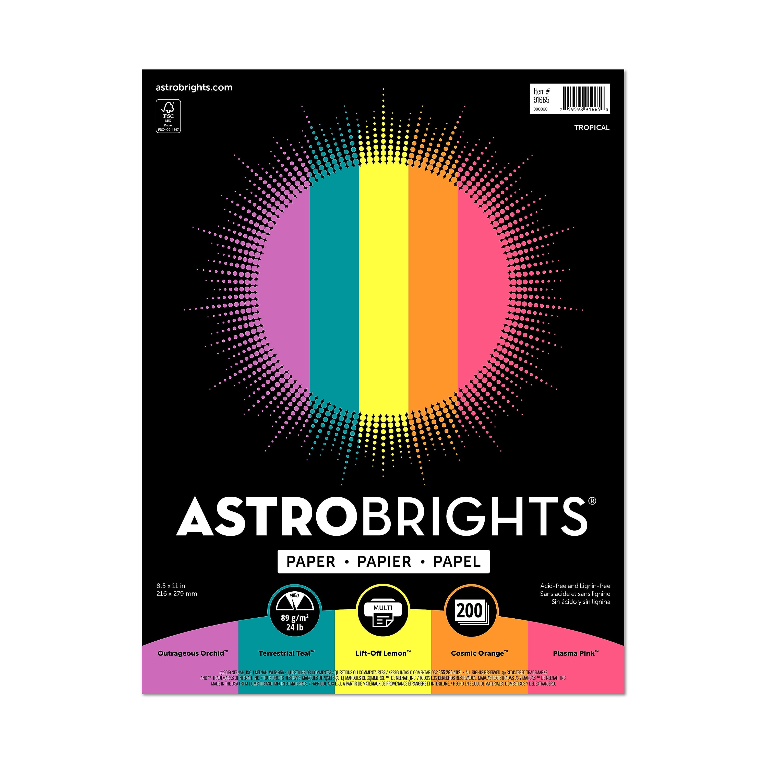 Astrobrights Color Paper 8.5 x 11 24 lb/89 91665