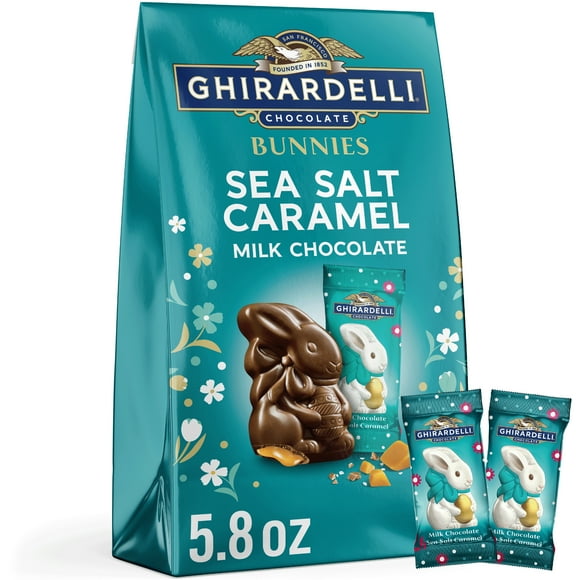 GHIRARDELLI Sea Salt Caramel Milk Chocolate Bunnies, 5.8 oz Bag