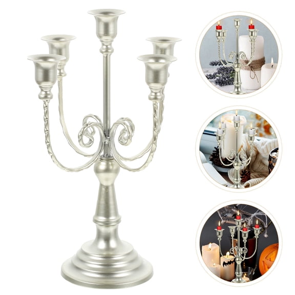 UPOUART Vintage Iron Candelabra 5 Arm Candle Holder for Romantic Home and Event Setting