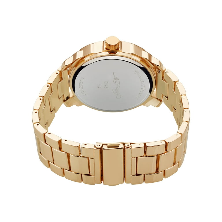 ED HARDY ガラス時計 Ed Hardy Men's Shiny Gold Tone Metal Strap Watch 46mm