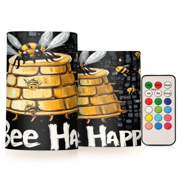 BZSMCE Flameless Candles LED Lights Cartoon Bee Pattern Creativity Battery Candles