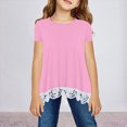 thumbnail image 2 of Kaprioy Girls T Shirts Summer Top Shirt for Girls Printed Lace Round Neck T Shirt Top Kids, 2 of 4