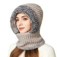 thumbnail image 6 of 3 In 1 Beanie Hat With Scarf And Mask Warm Scrub Caps Women Womens Scarves Wool Face Masks Grey, 6 of 9