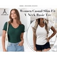 thumbnail image 5 of ANRABESS Women Short Sleeve V Neck Ribbed Knit Fitted Shirts Basic Tees Tops 2026 Summer Casual T-shirts Going Out Outfits Sage Green L, 5 of 11