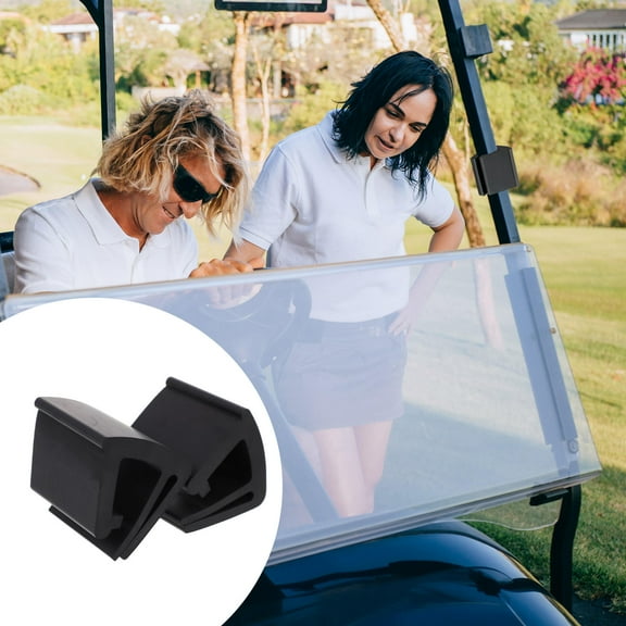 Raindrops Golf Cart Windshield Clamps Black 1 Pair 2.2x2in