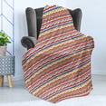 thumbnail image 4 of Colorful Soft Flannel Fleece Throw Blanket, Demonstration of Wavy Stripes Flowing Horizontal Rainbow Inspired Several Tones, Cozy Plush for Indoor and Outdoor Use, 50" x 60", Multicolor, by Ambesonne, 4 of 5