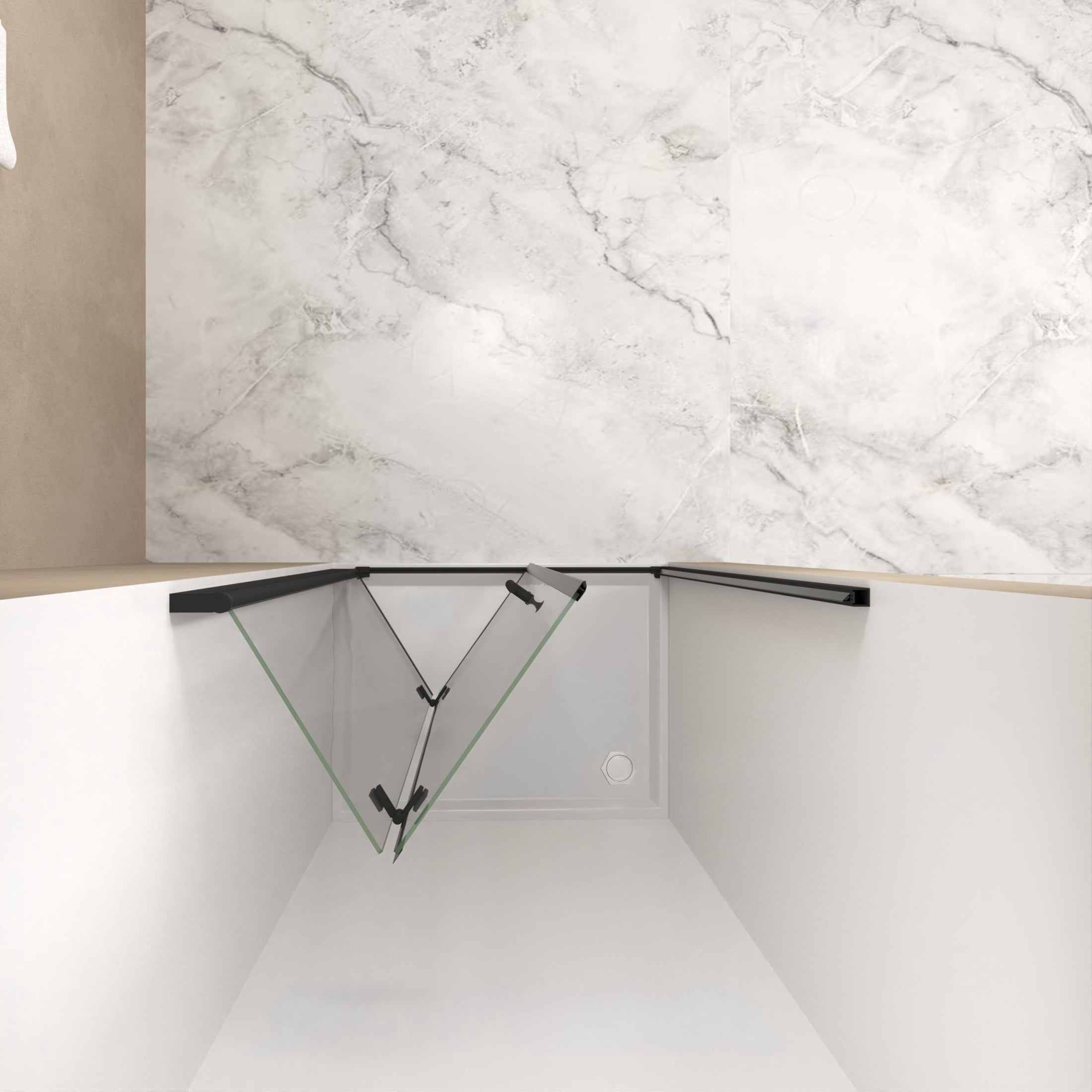 Noble House 28"x72" Bifold Shower Door, Tempered Glass with Aluminum Frame, Matte Black Finish