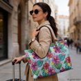 thumbnail image 2 of Eheartsgir Tote Handbag with with Zipper Lightweight, Vibrant Floral Print Large Capacity Top Handle Tote Bag for Shopping Daily Use, 2 of 6
