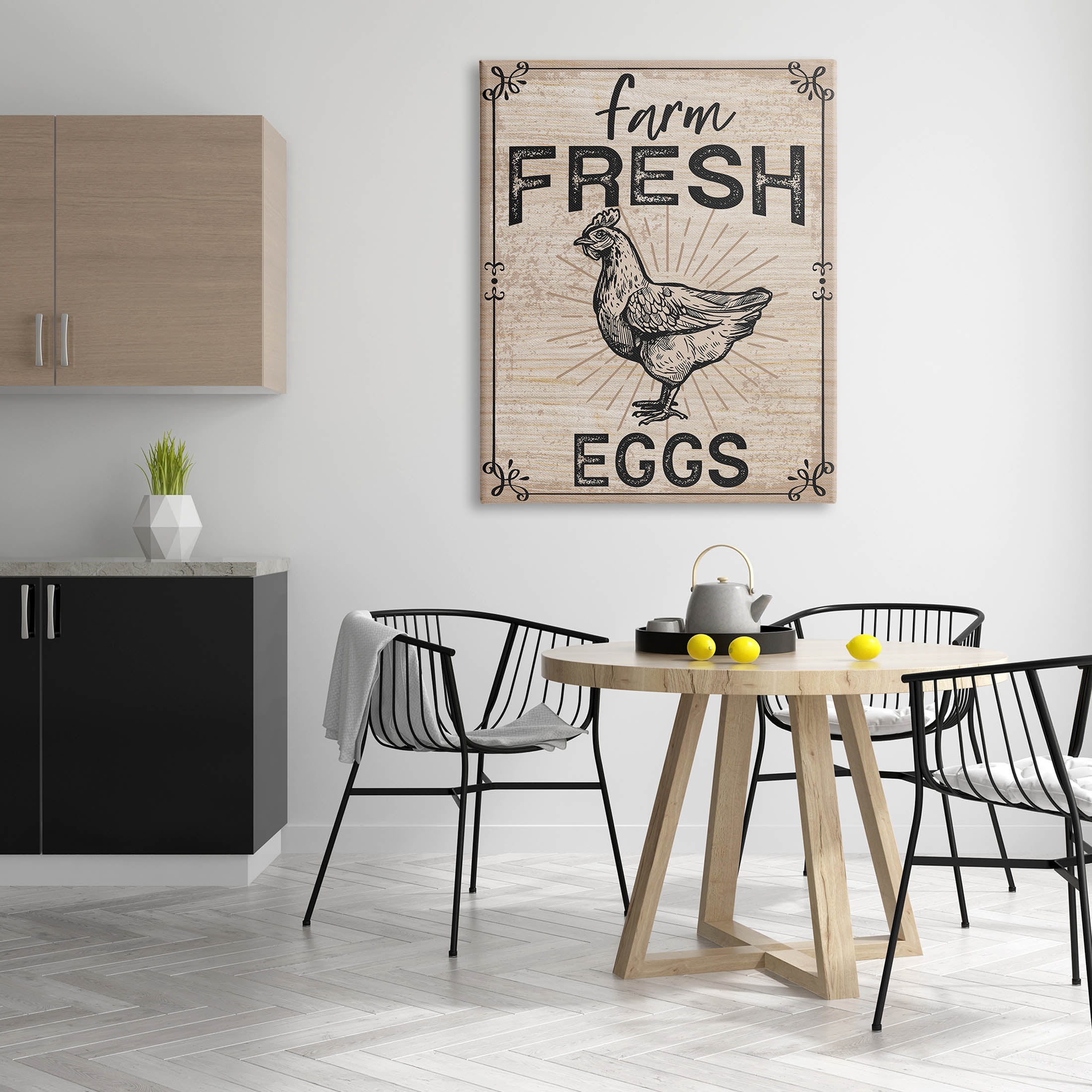Farm Fresh Eggs Vintage Hen Animals & Insects Graphic Art Gallery Wrapped Canvas Print Wall Art