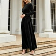 thumbnail image 2 of Women's Elegant Velvet Long Dress Casual Comfortable Round Neck Long Sleeve High End Solid Color Fashion Dress for Spring Autumn Winter, 2 of 2