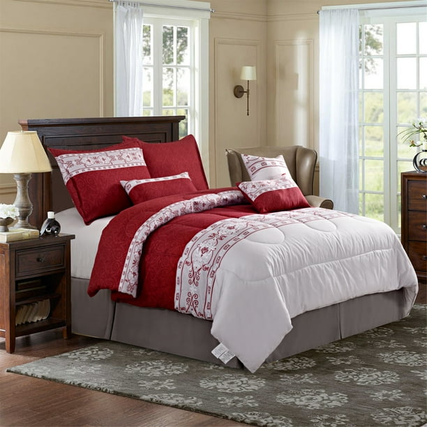 HGMart Bedding Comforter Set 7 Piece Bedding Sets Queen Size, Burgundy
