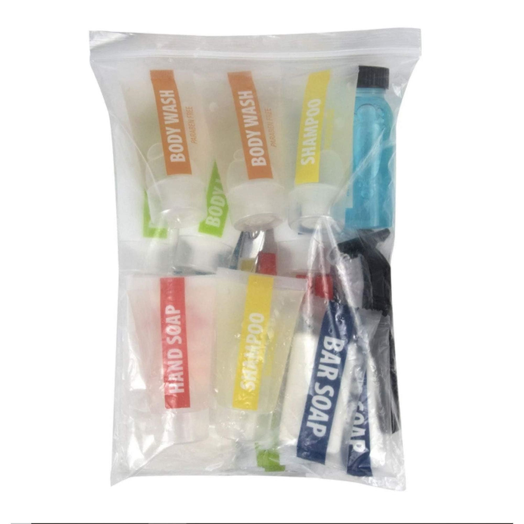 24 Pack of Bulk Wholesale 25 Piece Travel Size Toiletry Kits for Men & Women Containing Shampoo, Conditioner, Body Wash, Body Lotion, Soap Bars, Toothbrush, Toothpaste, Hair Comb and More!