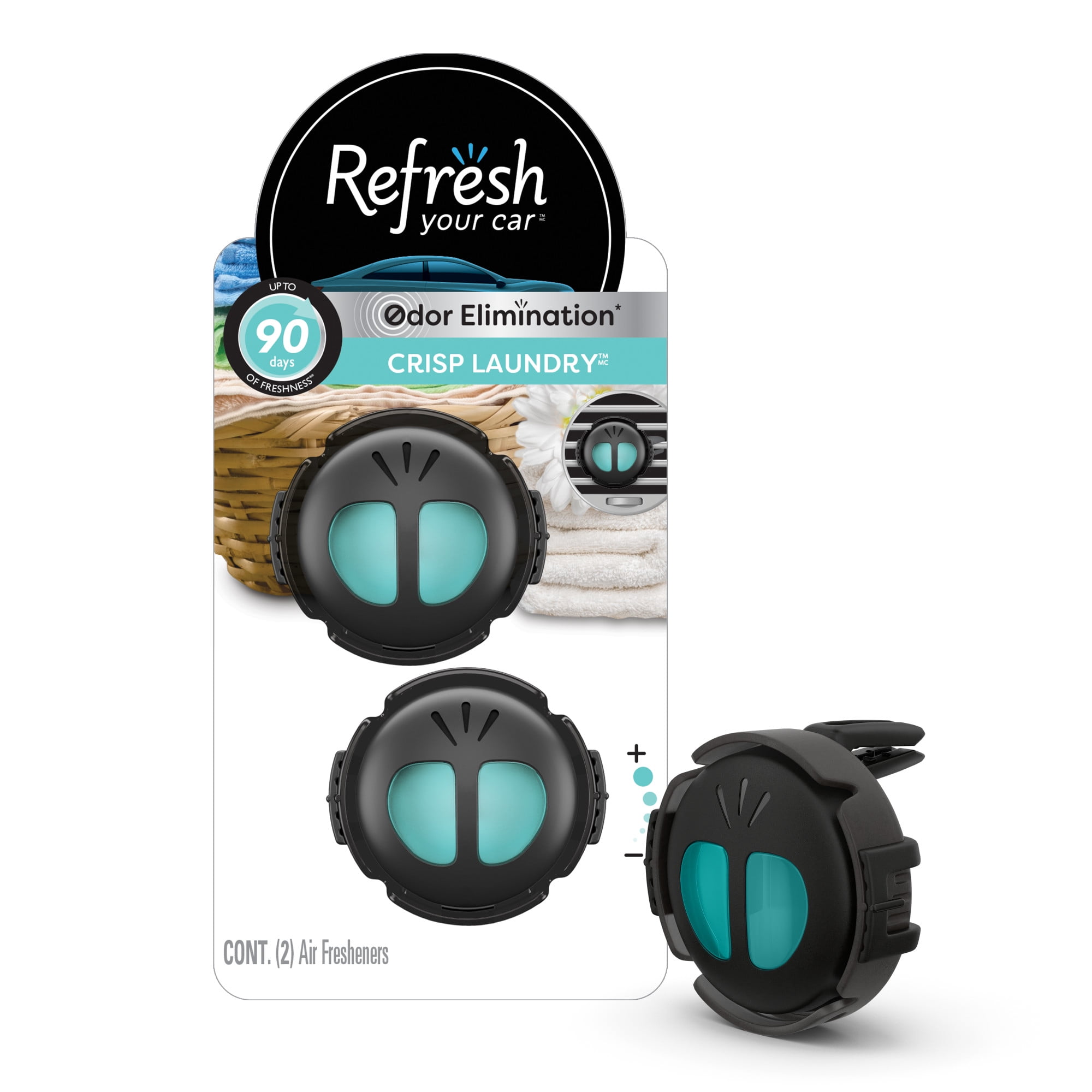 (3 pack) Refresh Your Car! Mini Diffuser Car Air Freshener (Crisp Laundry Scent, 2 Pack)