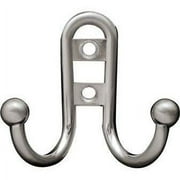 BRAINERD MFG CO/LIBERTY HDW Wall Hook for Clothes, Double Prong With Ball Tip, Satin Nickel, 2.5 x 1.5 x 3-In. 54527