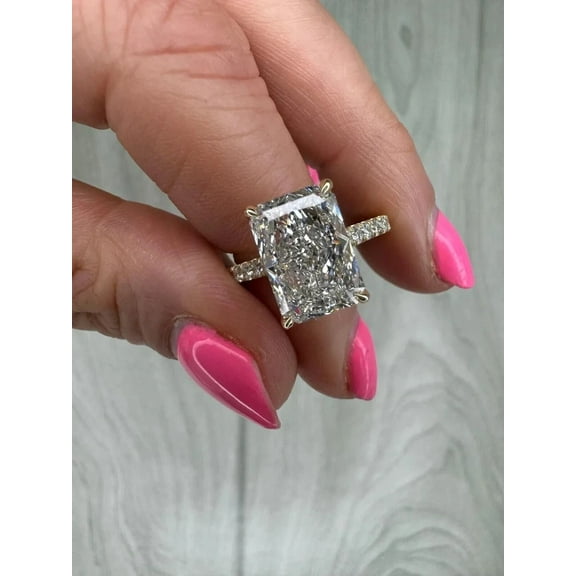 4.00TCW Radiant Cut Lab Created Diamond Accents Ring 14k Yellow Gold Plated