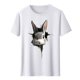 thumbnail image 5 of Tops de Cuello Alto para las Mujeres Amante Impreso Camiseta Cuello Redondo Manga Corta, Poliéster Spandex, 5 of 7