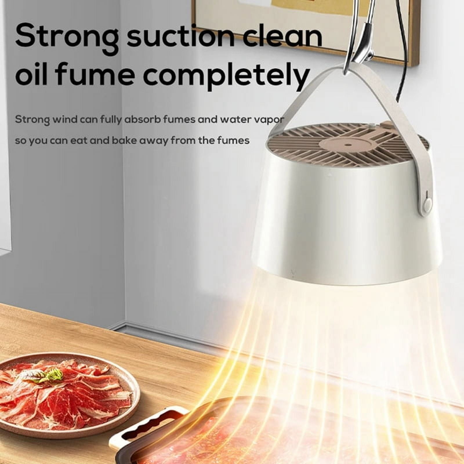 Portable Range Hood Kitchen Exhaust Fan Desktop Range Hood for Cooking with 3 Speed for Indoor BBQ Hot Pot,Gray-Black