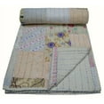 Handmade Multi Colored Patchwork Khambadiya Kantha Quilt Bedspread