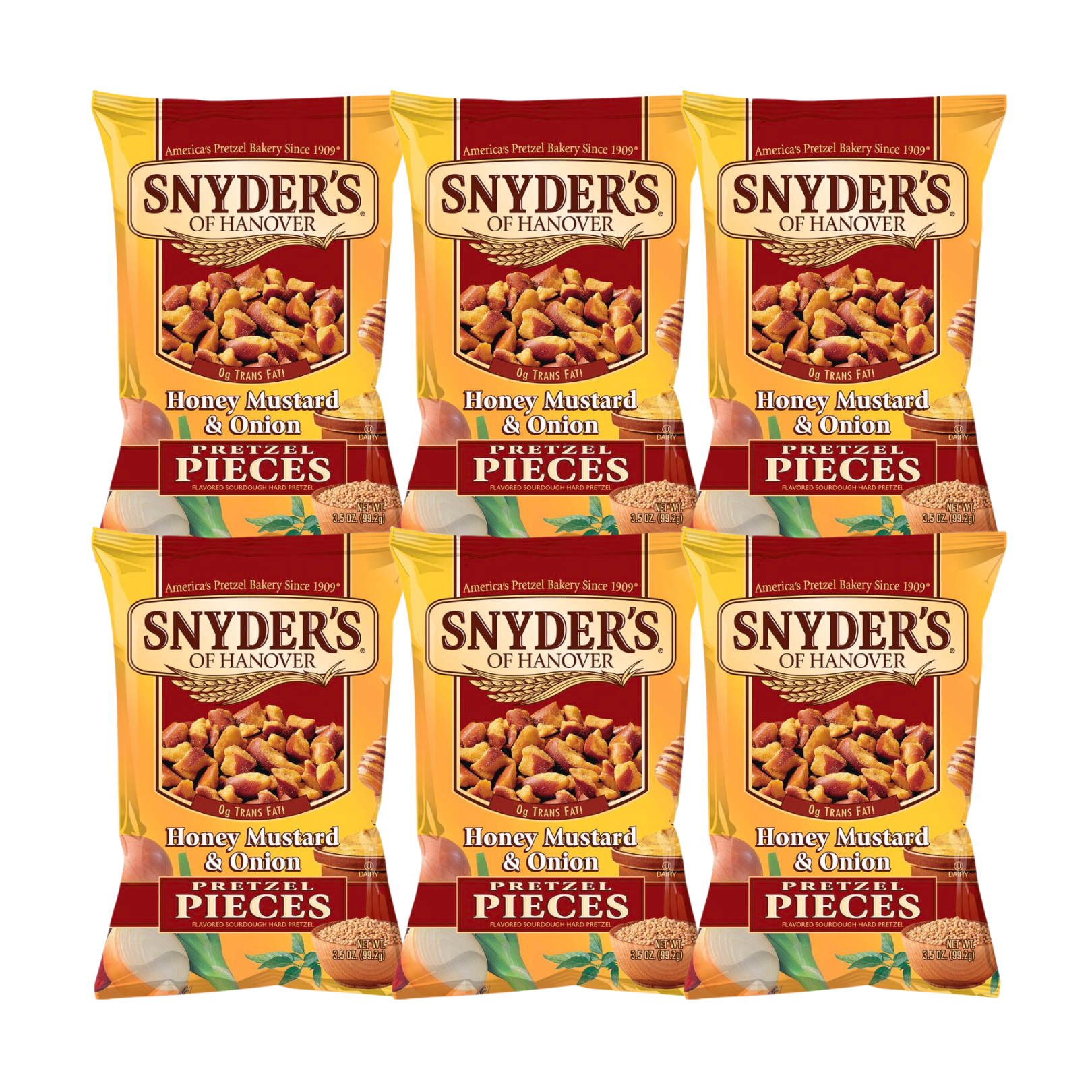 Snyder's of Hanover Honey Mustard & Onion Pretzel Pieces (3.5 oz., 6pack)