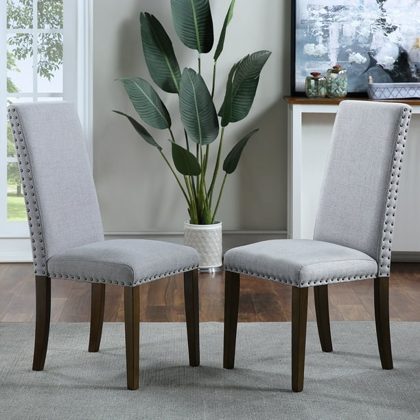Enyopro Upholstered Dining Chairs Set, Fabric Nailhead Dining Chairs